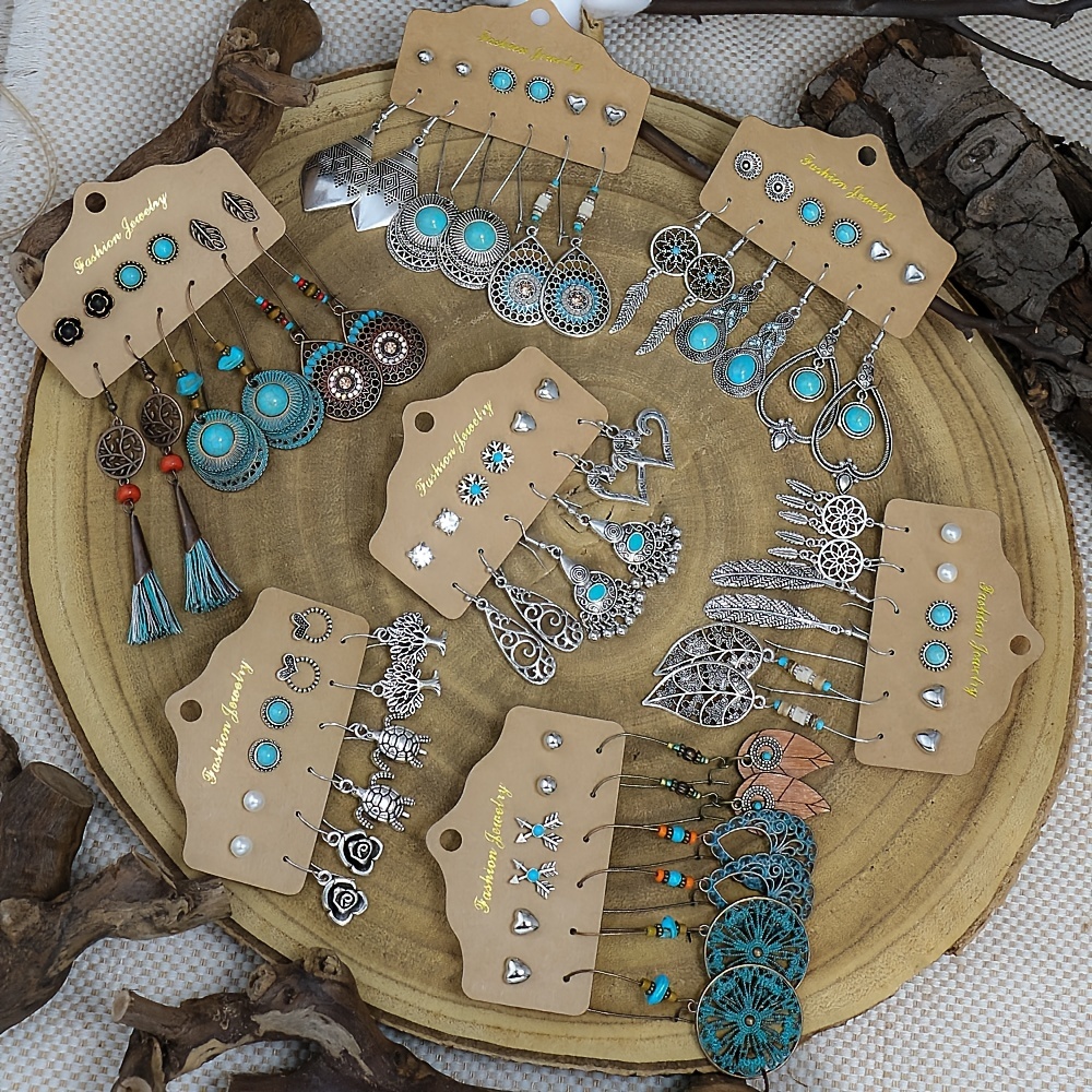 Vintage Style Leaf Turquoise Earrings